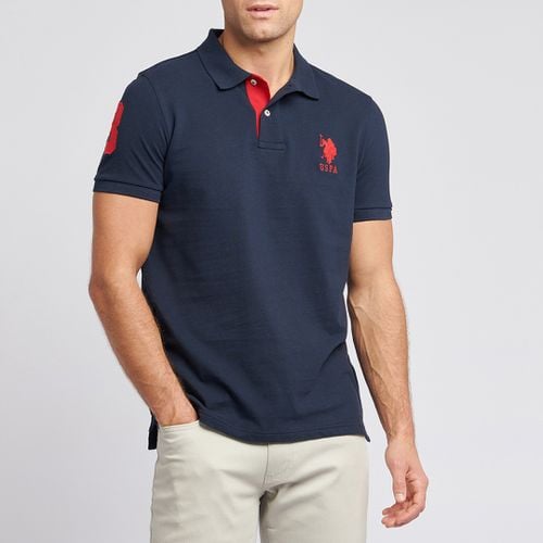 Navy Player Pique Cotton Polo Shirt - U.S. Polo Assn. - Modalova