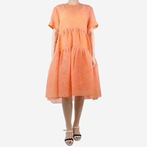 Victoria Beckham Orange Textured Tiered Midi Dress UK 10 - Pre-Loved Victoria Victoria Beckham - Modalova