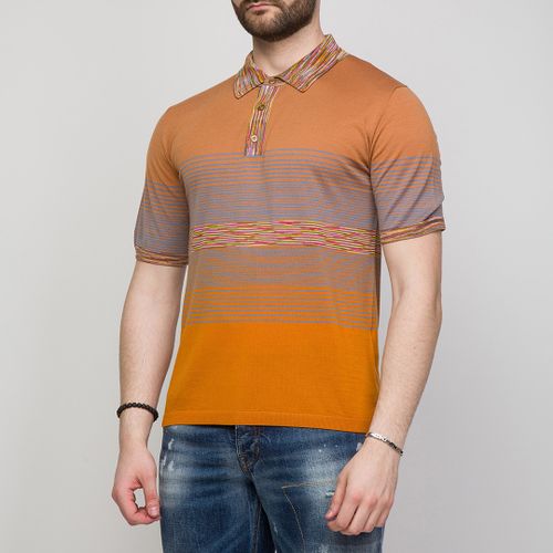 Orange Stripe Wool Polo Shirt - M Missoni - Modalova