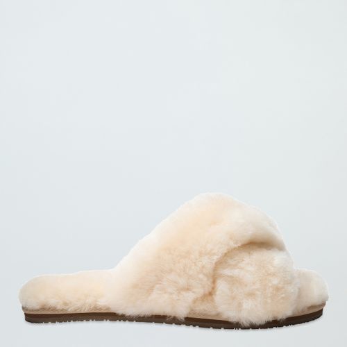 Cream Sheepskin Cross-Over Slides - NÂ°Â· Eleven - Modalova