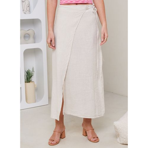 Beige Linen Tie Skirt - LE MONDE DU LIN - Modalova