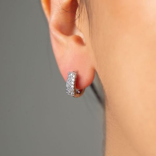 Silver Diamond Earrings - Elika - Modalova