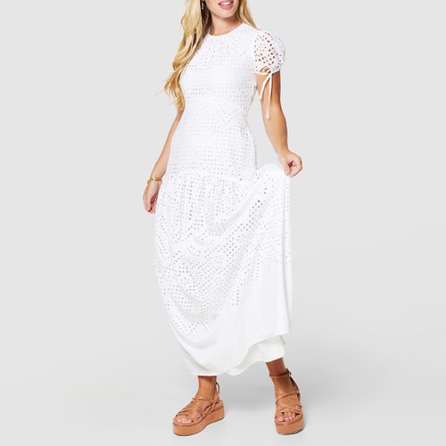 White A-Line Embroided Midi Dress - Closet - Modalova