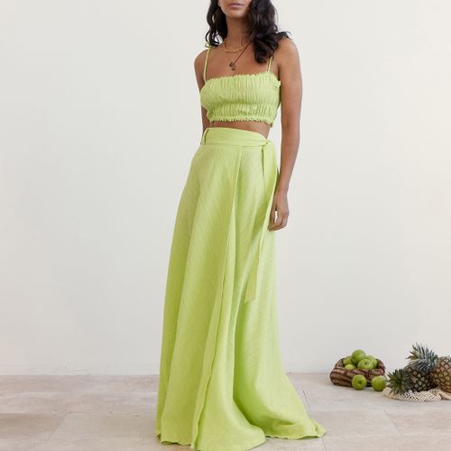 Lime Dobby Full Wrap Skirt - Boteh - Modalova