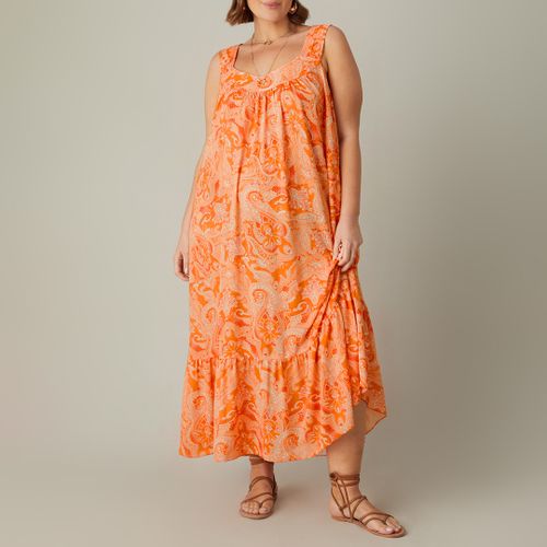 Orange Paisley Tiered Midaxi Dress - Live Unlimited - Modalova