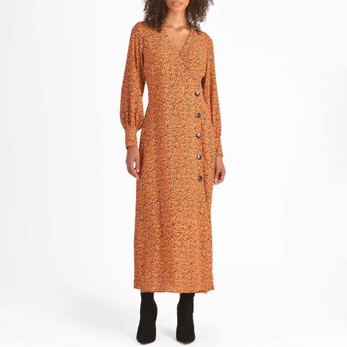 Orange Dotty Button Wrap Midi Dress - Ro & Zo - Modalova