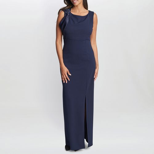 Navy Merle Bow Shoulder Maxi Dress - Gina Bacconi - Modalova