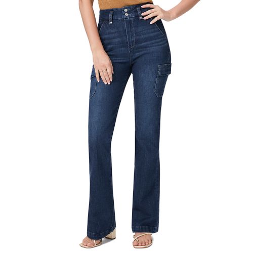 Mid Wash Dion Bootcut Cargo Jeans - Paige - Modalova