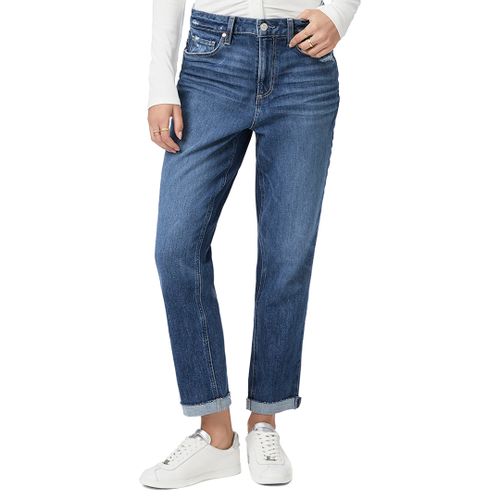 Mid Wash High Rise Brigitte Boyfriend Jeans - Paige - Modalova