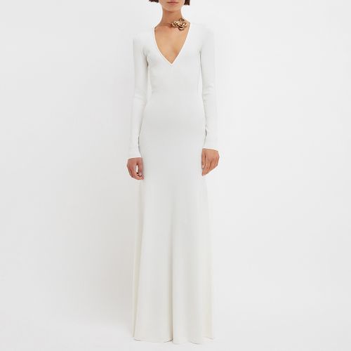 White Deep V-Neck Maxi Dress - Victoria Beckham - Modalova