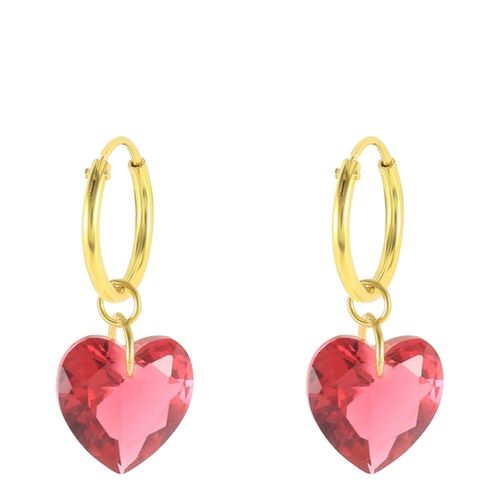 Gold/ Red Heart Hoop Earring - Ma Petite Amie - Modalova