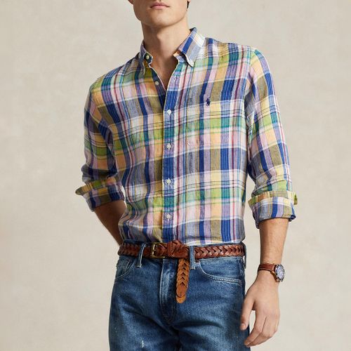 Blue Slim Fit Plaid Linen Shirt - Polo Ralph Lauren - Modalova