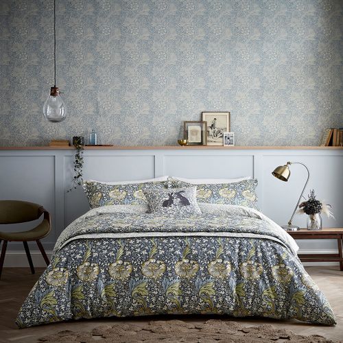 Kennet King Duvet Cover Set Indigo & Gold - Morris & Co - Modalova