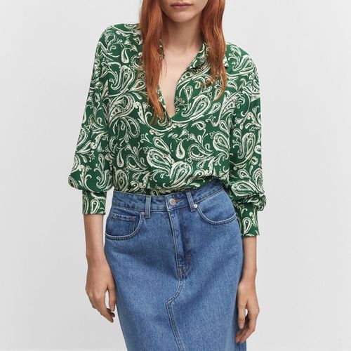 Green Printed Flowy Shirt - Mango - Modalova