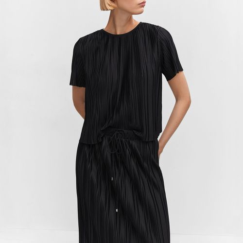 Black Oversized Pleated T-Shirt - Mango - Modalova