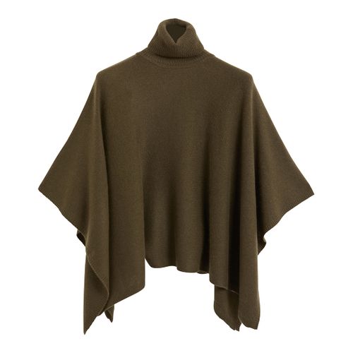 Khaki Cashmere Poncho - Laycuna London - Modalova