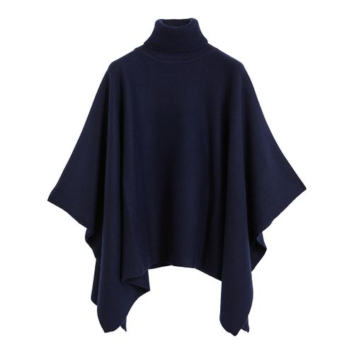 Navy Cashmere Poncho - Laycuna London - Modalova