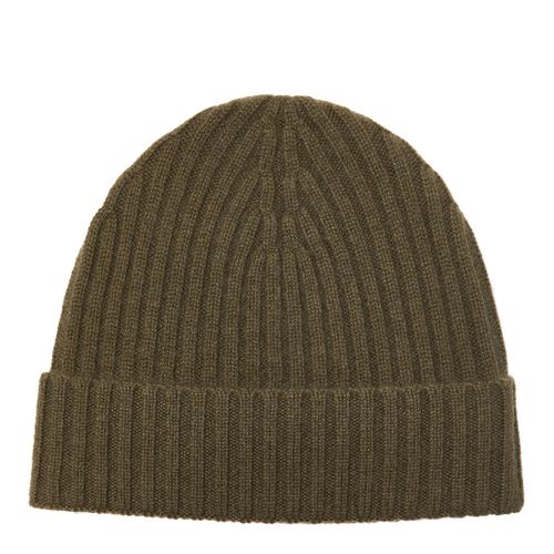 Khaki Ribbed Cashmere Beanie - Laycuna London - Modalova