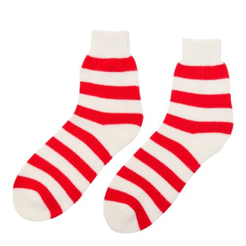 Cream Striped Cashmere Bed Socks - Laycuna London - Modalova