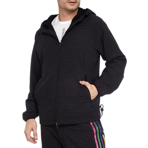 Black Stripe Zip Cotton Jacket - Emporio Armani - Modalova