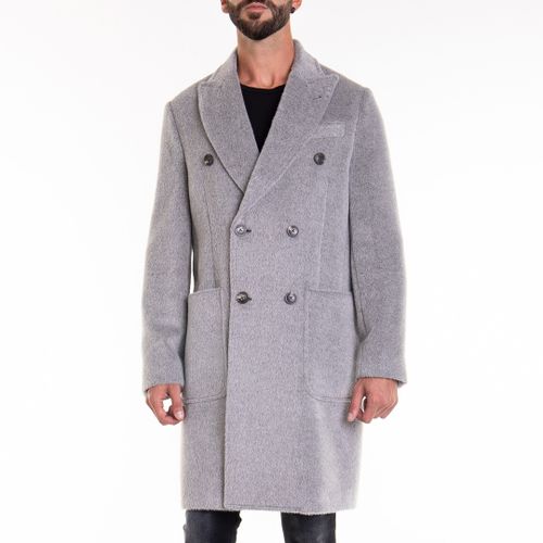 Grey Double Breasted Wool Coat - Emporio Armani - Modalova