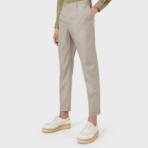 Beige Cropped Cotton Trousers - Emporio Armani - Modalova