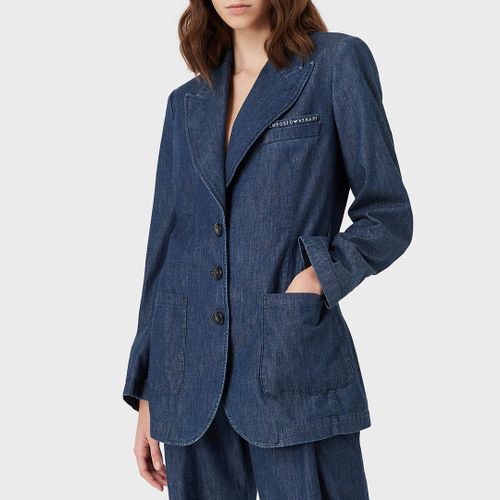 Dark Blue Denim Blazer - Emporio Armani - Modalova