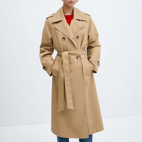 Brown Cotton Blend Trench Coat - Mango - Modalova