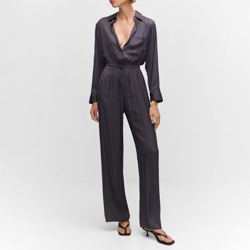 Grey Long Satin Shirt Jumpsuit - Mango - Modalova