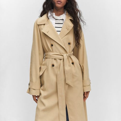 Beige Fluid Tencel Trench Coat - Mango - Modalova