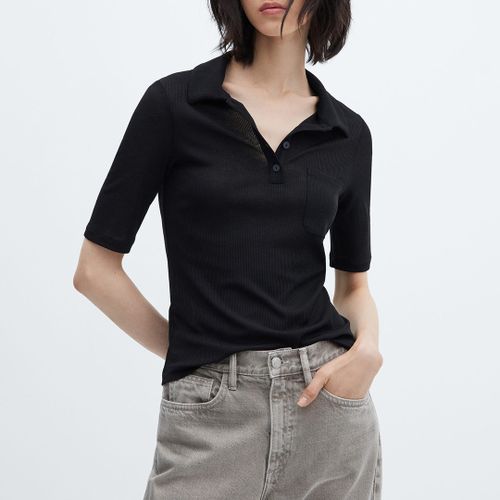 Black Ribbed Polo Shirt - Mango - Modalova