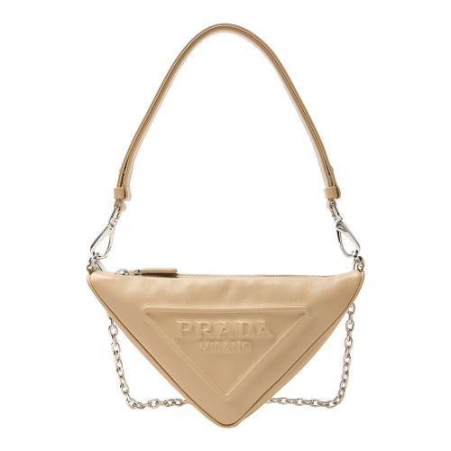 Beige Leather Triangle Shoulder Bag - Prada - Modalova