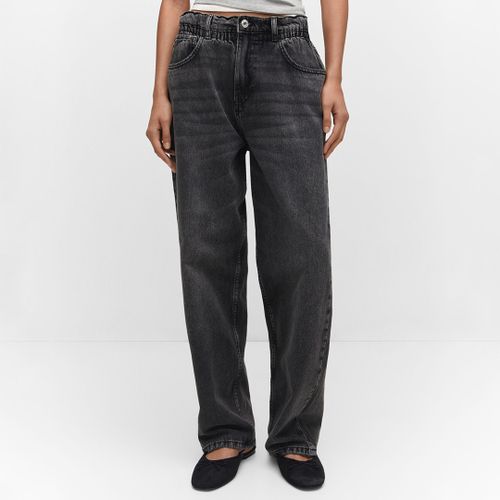 Washed Black Slouchy Straight Jeans - Mango - Modalova