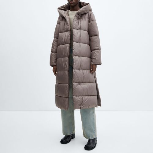 Mink Quilted Longline Coat - Mango - Modalova