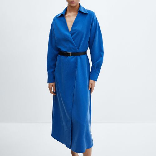 Blue Belt Shirt Dress - Mango - Modalova