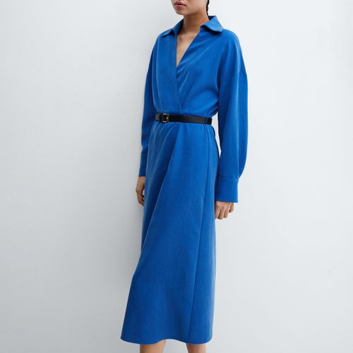 Blue Belt Shirt Dress - Mango - Modalova