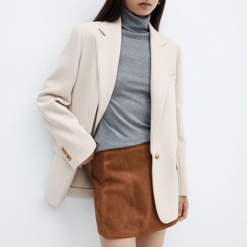 Ecru Structured Wool Blazer - Mango - Modalova