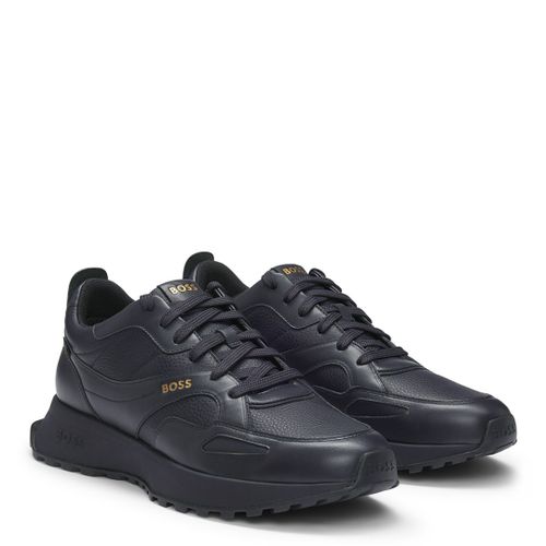 Navy Chunky Leather Trainers - BOSS - Modalova