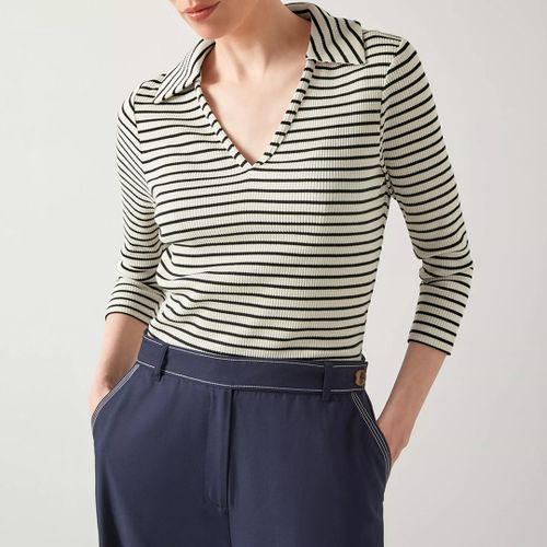 Ivory/Navy Striped Lena Blouse - L K Bennett - Modalova