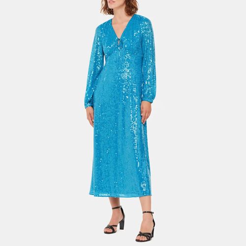 Blue Sequin Keyhole Midi Dress - WHISTLES - Modalova