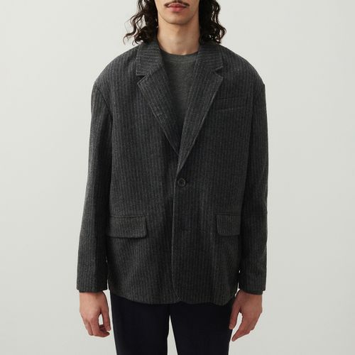 Charcoal Wool Blend Striped Blazer - American Vintage - Modalova