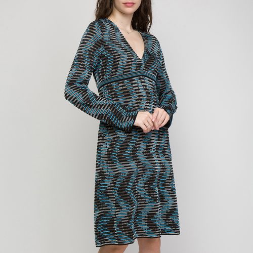 Black/Blue Textured V-Neck Dress - M Missoni - Modalova