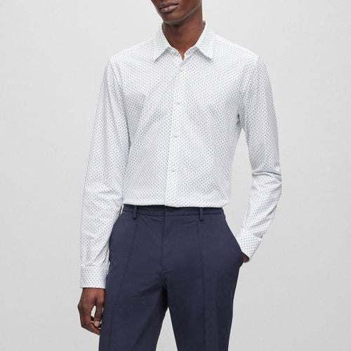 White Speckled Cotton Blend Shirt - BOSS - Modalova