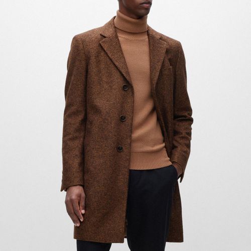 Brown Hyde Textured Coat - BOSS - Modalova