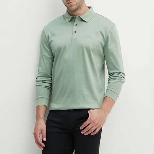 Sage Green Long Cotton Polo Shirt - BOSS - Modalova