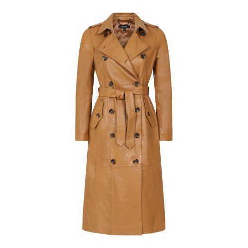 Tan Longline Leather Trench Coat - Muubaa - Modalova