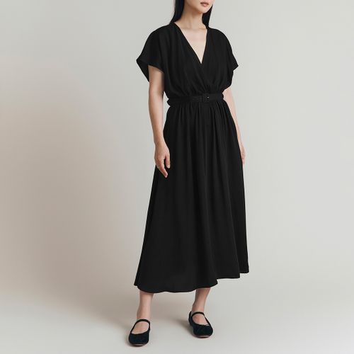 Black Satin Gathered Midi Dress - Ghost - Modalova