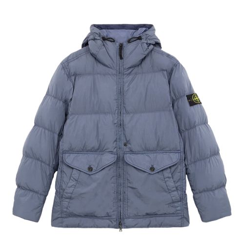 Mid Blue Crinkle Hooded Down Jacket - Stone Island - Modalova