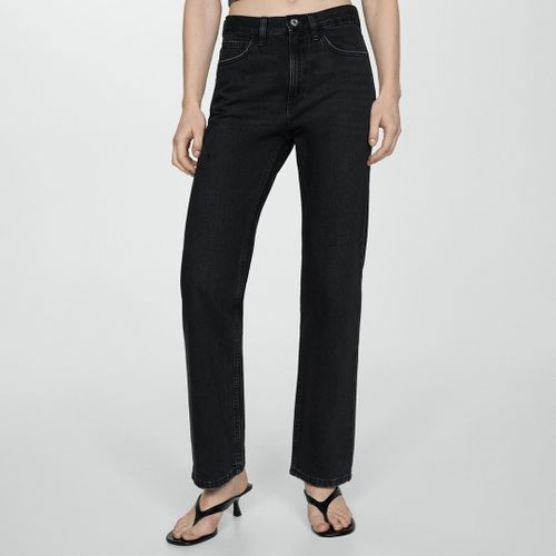 Black Mid Rise Straight Jeans - Mango - Modalova