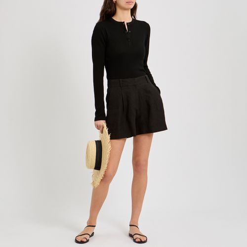 Merino Fine Knit Rib Henley Top - NÂ°Â· Eleven - Modalova